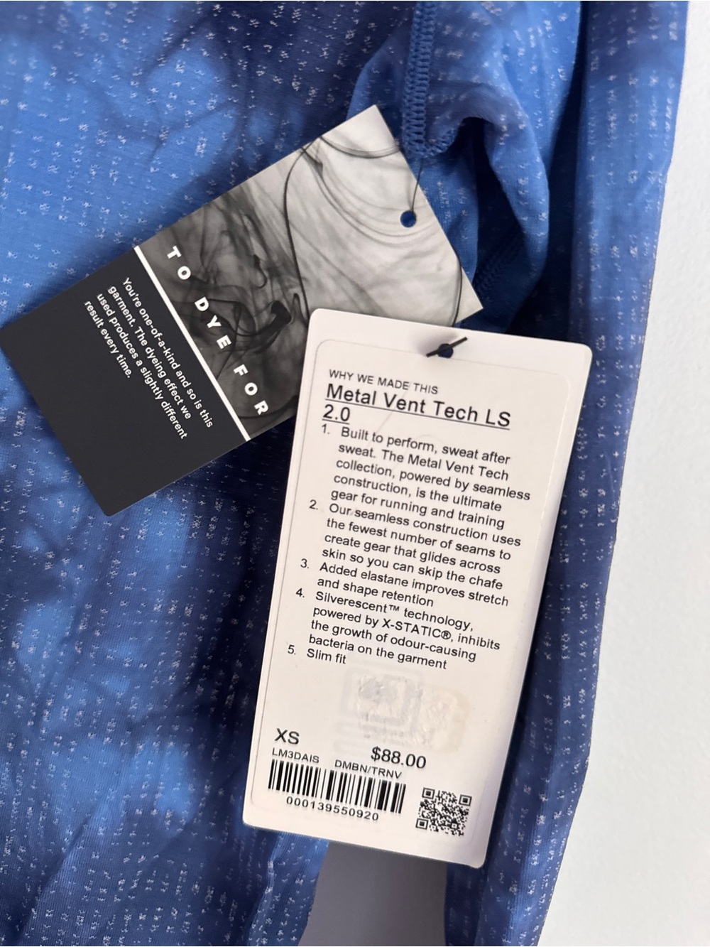 🆕💙 Lululemon Metal Vent Tech Long Sleeve 2.0 Disconnect Marble Dye Blue Nile - Picture 8 of 8